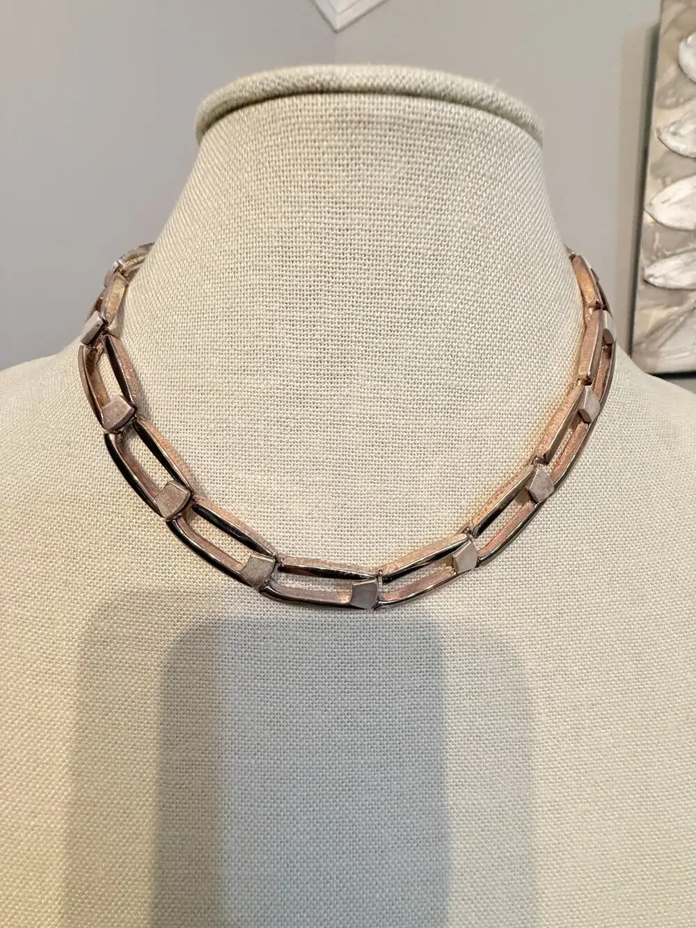 Vintage Napier Silver Tone Chunky Link Necklace 16”